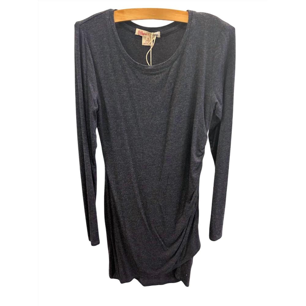 NEW RAGDOLL AND ROCKETS girl's draped lurex long sleeve dress in navy